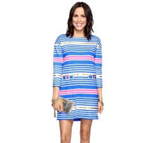 Lilly Pulitzer Lena Shift Dress Lapis Blue Tiki Stripe Stretch Medium
(M) - Picture 10 of 10